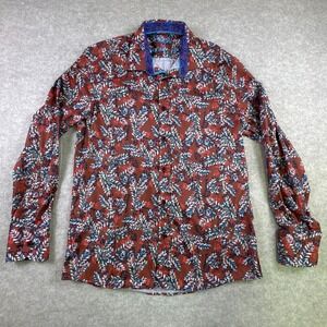 Sugar Men's Button Down Long Sleeve Western Shirt Paisley Size Medium Rust